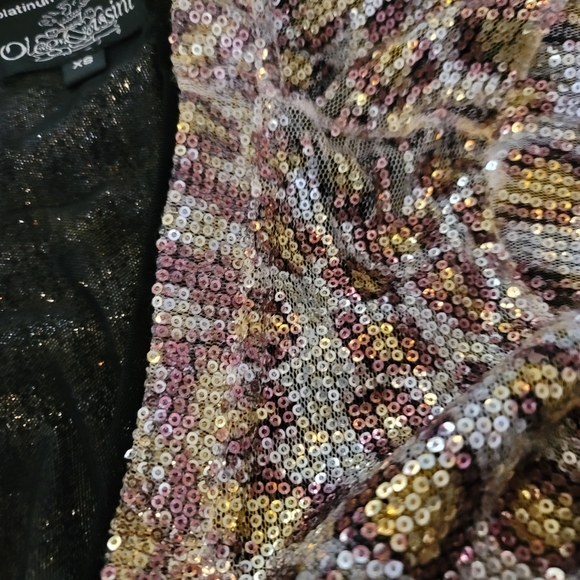 Oleg Cassini Platinum Collection Sequined Animal Print Top. Size XS. - Picture 11 of 12